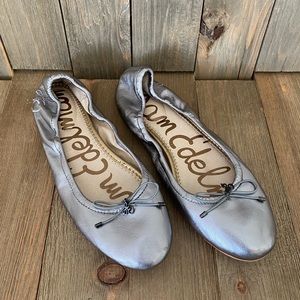 Sam Edelman 8.5 Silver Leather Ballet Flats